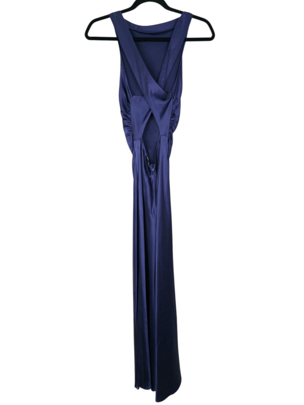 Reformation Casette Dress Iris Navy Blue Silk Open Back Midi Size 0 - Picture 7 of 9